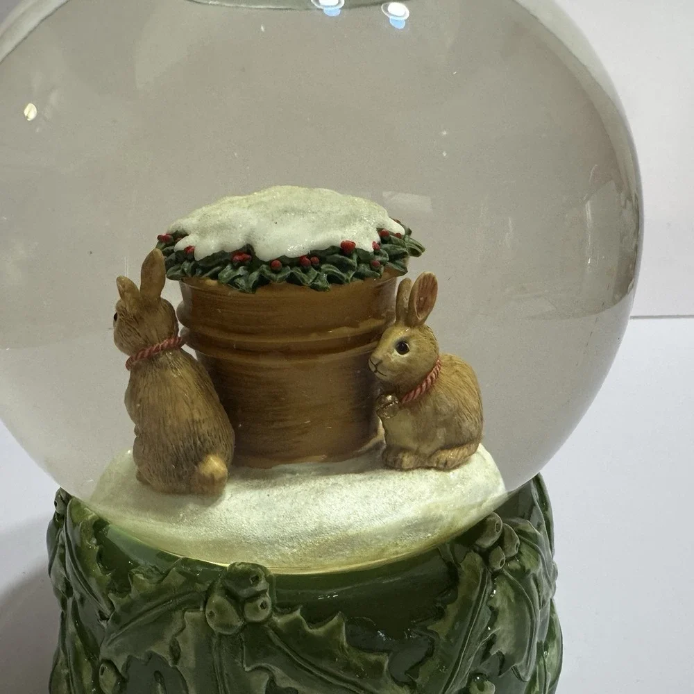 Hallmark Marjolein Bastin Winter Rabbits Christmas Tea Light Candle Water Globe